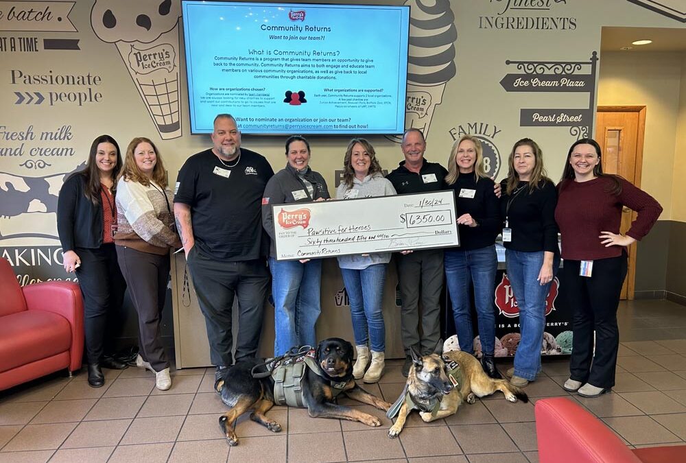Perry’s Ice Cream to donate $6,350.00 to support Pawsitive for Heroes